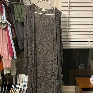 Gray Knit Long Cardigan